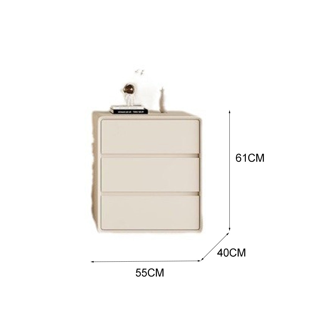 LIVARA NT1037 Faux Leather Surface Invisible Handle Silent Rail Solid Wood Leg Bedside Table