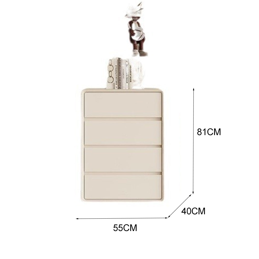 LIVARA NT1037 Faux Leather Surface Invisible Handle Silent Rail Solid Wood Leg Bedside Table