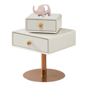 LIVARA NT1038 Cream-Style Swivel Faux Leather Silent Rail Rose Gold Accents Bedside Table