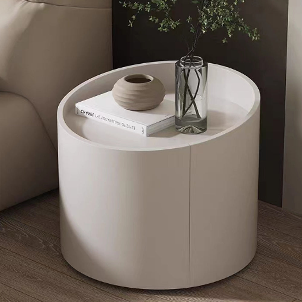 LIVARA NT1040 Cream-Style MDF Painted Acrylic White Solid Wood Drawer Soft-Close Rail Bedside Table