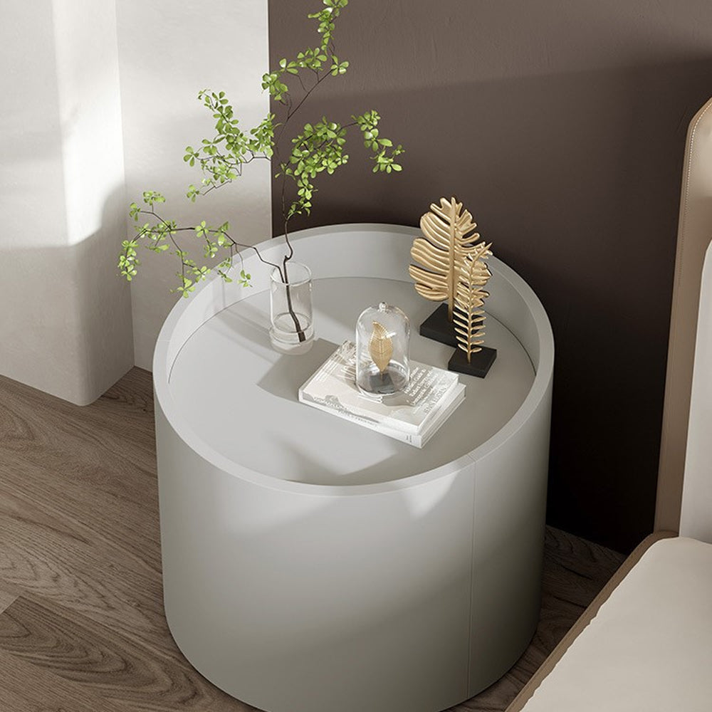 LIVARA NT1040 Cream-Style MDF Painted Acrylic White Solid Wood Drawer Soft-Close Rail Bedside Table