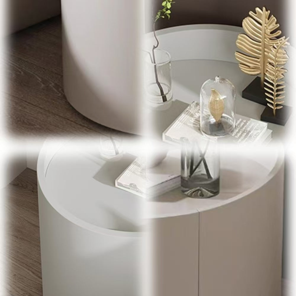 LIVARA NT1040 Cream-Style MDF Painted Acrylic White Solid Wood Drawer Soft-Close Rail Bedside Table