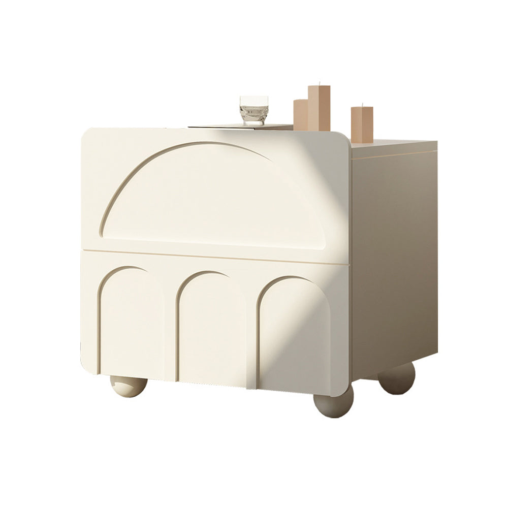 LIVARA NT1044 Cream-Style MDF Painted Solid Wood Drawer Bedside Table