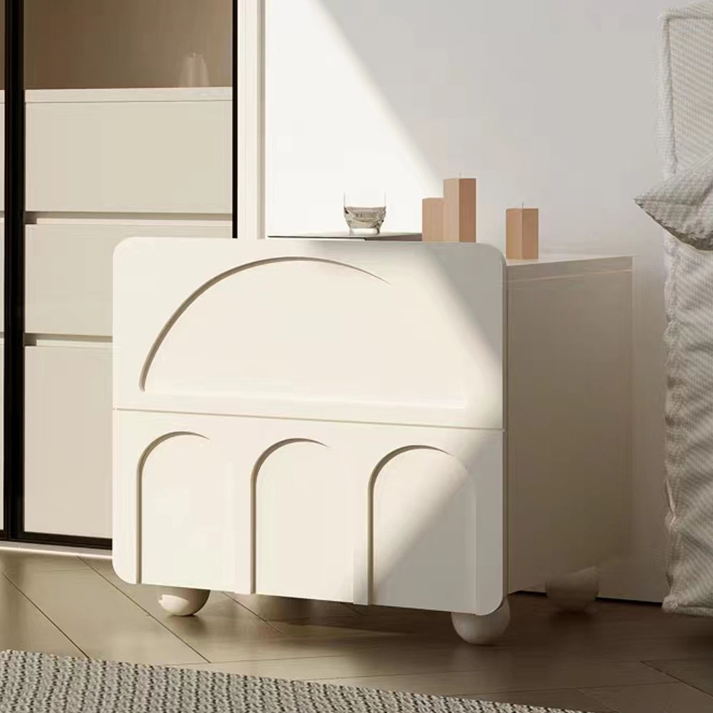 LIVARA NT1044 Cream-Style MDF Painted Solid Wood Drawer Bedside Table