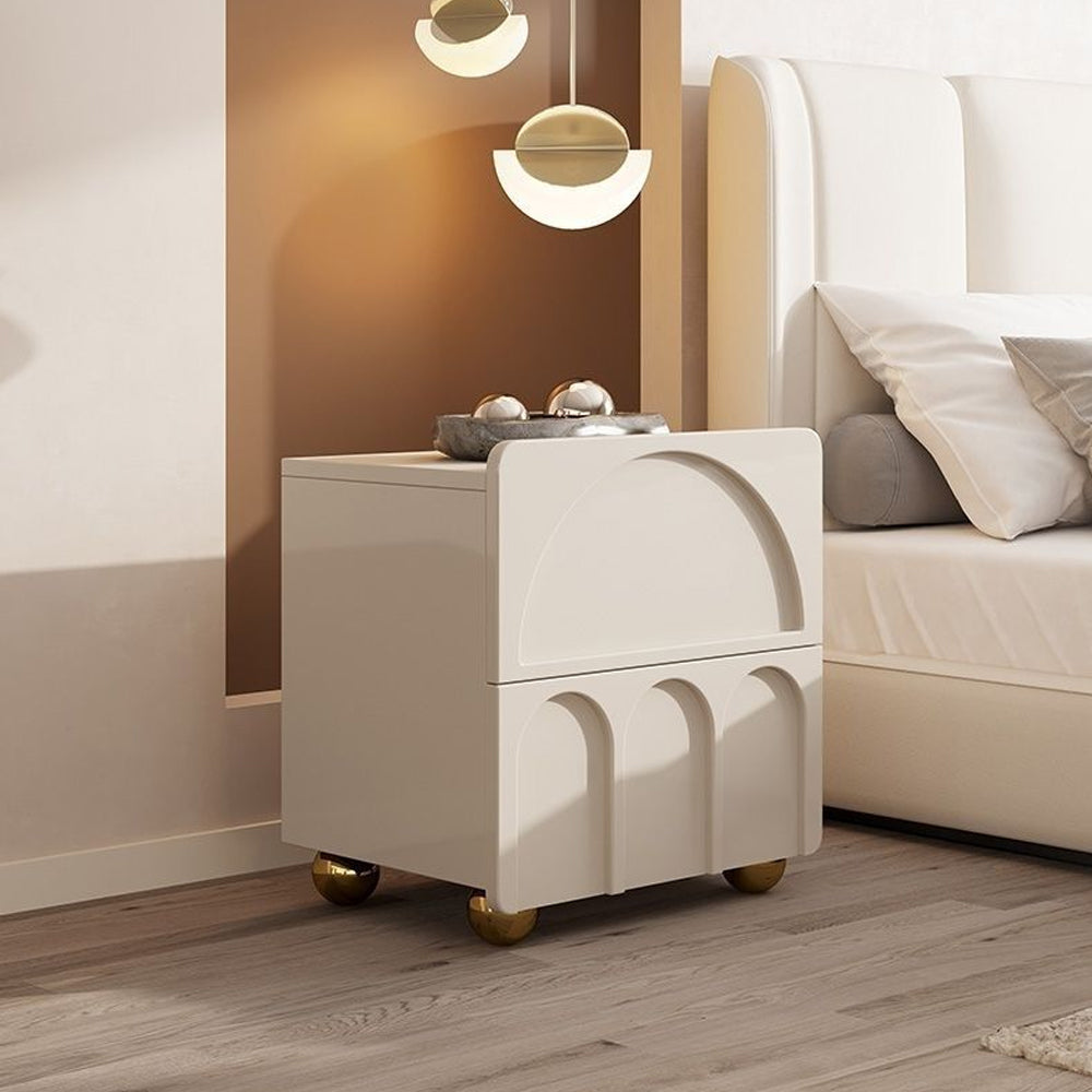 LIVARA NT1044 Cream-Style MDF Painted Solid Wood Drawer Bedside Table