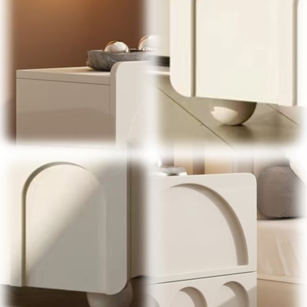 LIVARA NT1044 Cream-Style MDF Painted Solid Wood Drawer Bedside Table