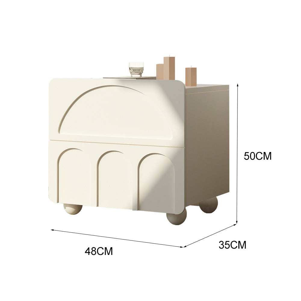 LIVARA NT1044 Cream-Style MDF Painted Solid Wood Drawer Bedside Table