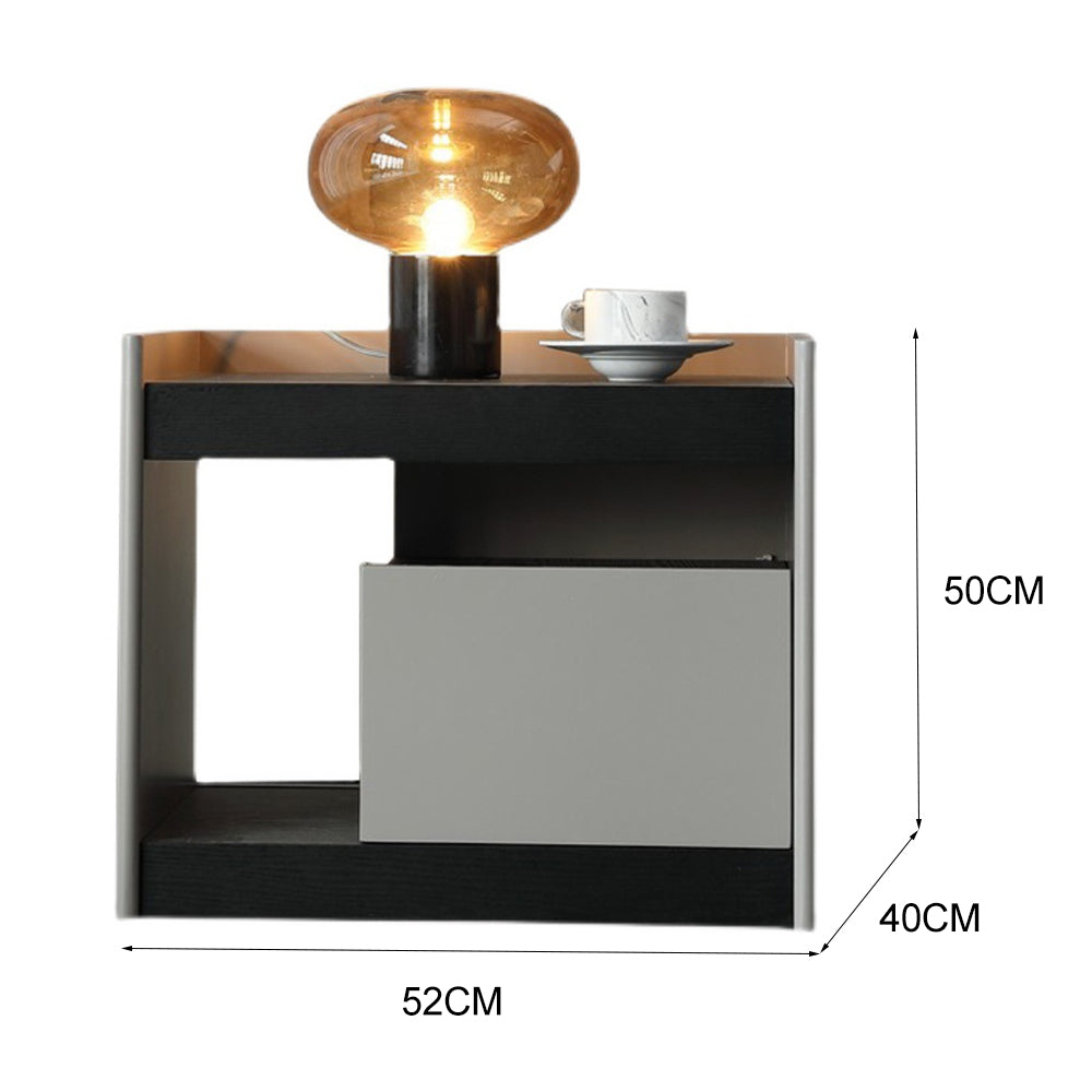 LIVARA NT1046 MDF Painted Solid Wood Drawer Soft-Close Rail Bedside Table