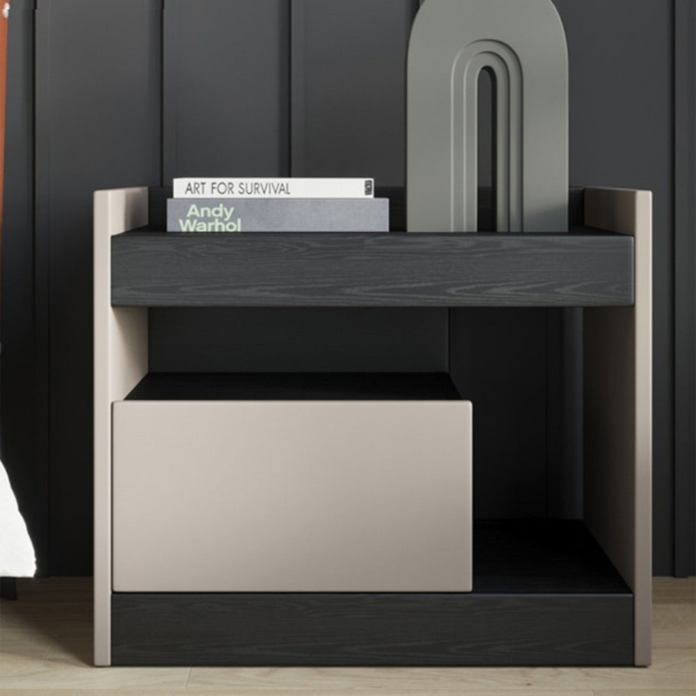 LIVARA NT1046 MDF Painted Solid Wood Drawer Soft-Close Rail Bedside Table