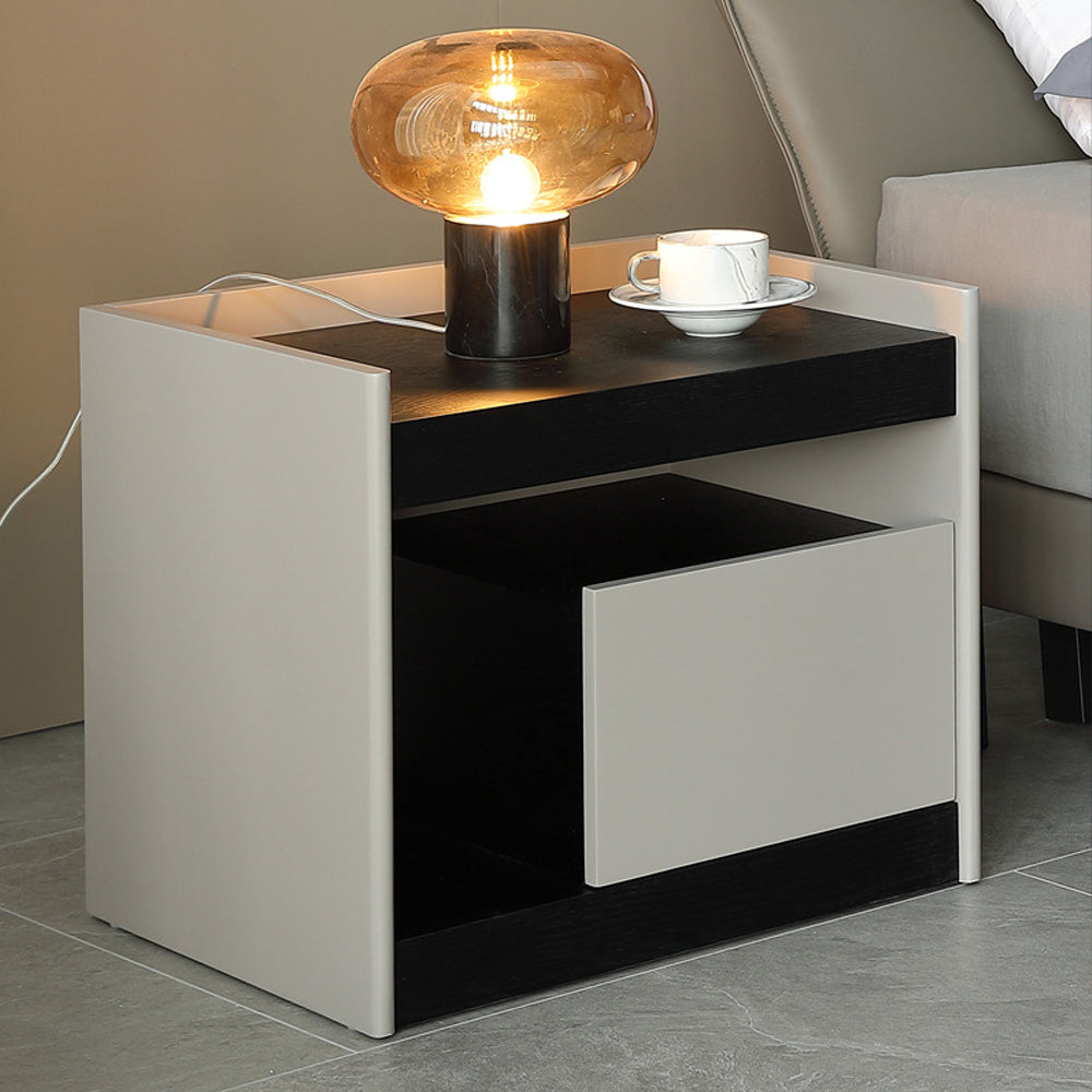 LIVARA NT1046 MDF Painted Solid Wood Drawer Soft-Close Rail Bedside Table