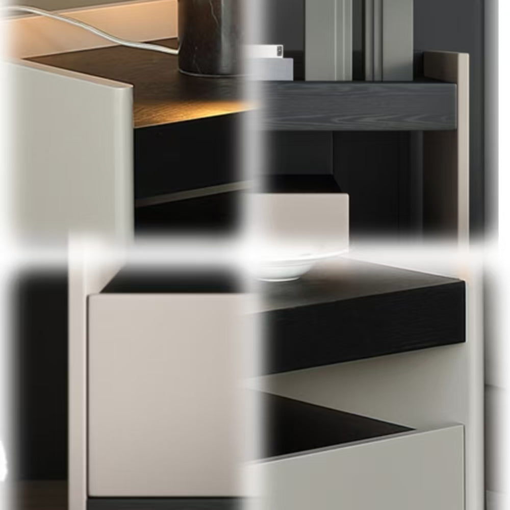 LIVARA NT1046 MDF Painted Solid Wood Drawer Soft-Close Rail Bedside Table