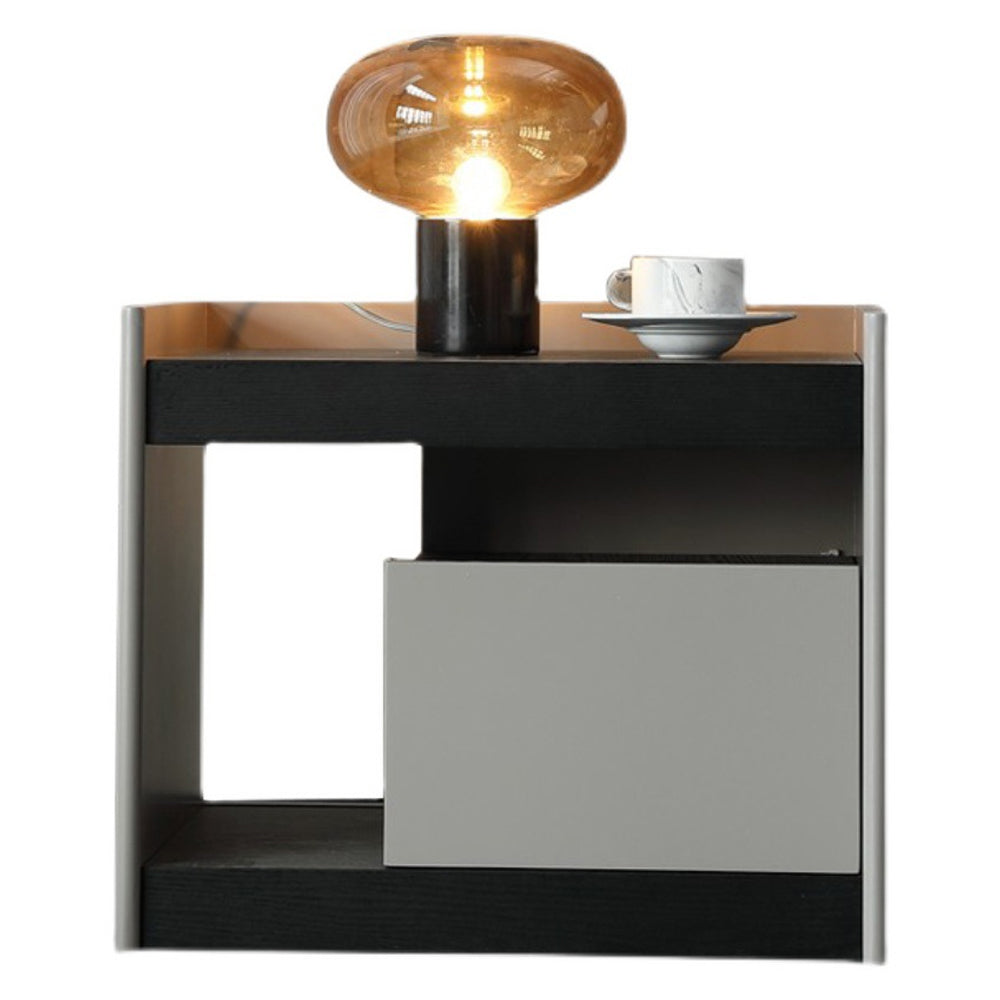 LIVARA NT1046 MDF Painted Solid Wood Drawer Soft-Close Rail Bedside Table