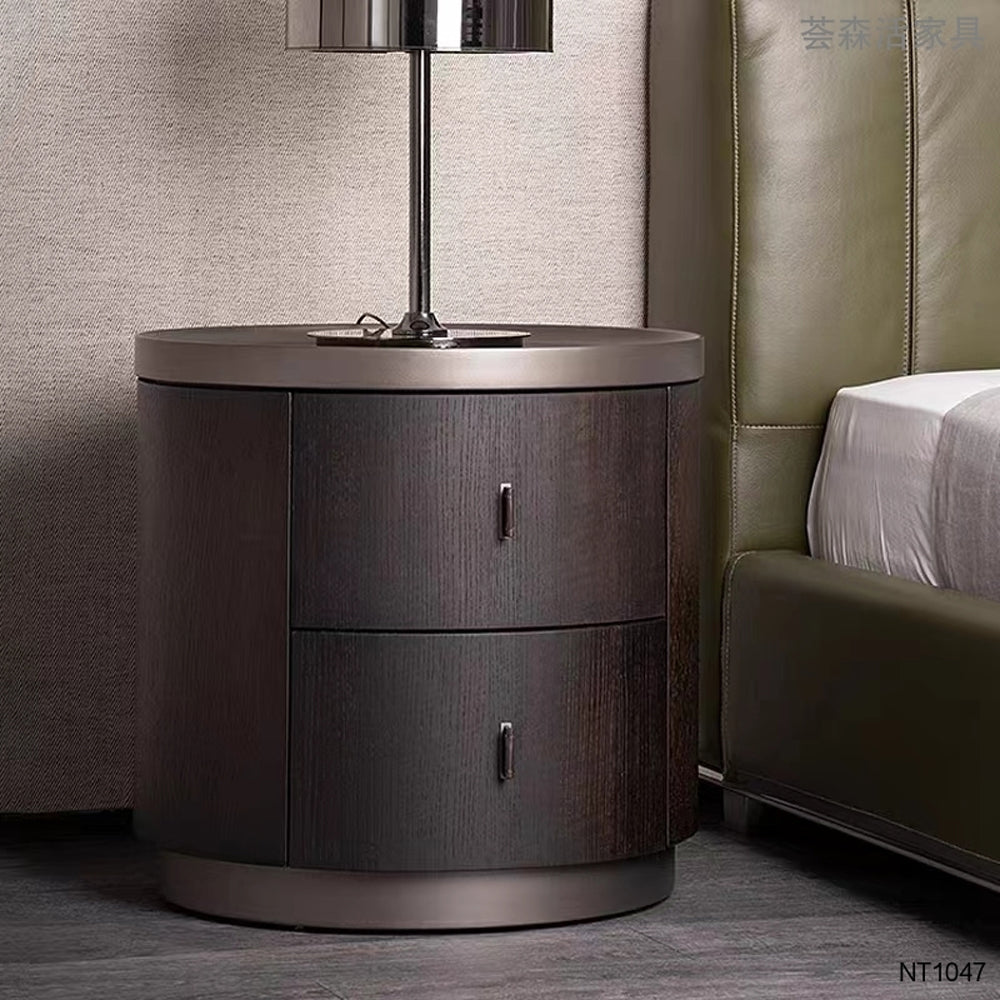 LIVARA NT1047 MDF Veneer Wood Drawer Soft-Close Rail Bedside Table