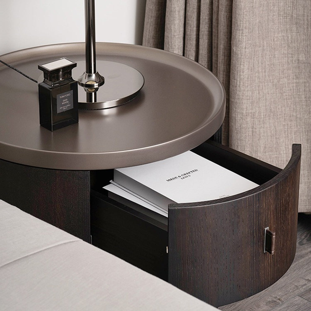 LIVARA NT1047 MDF Veneer Wood Drawer Soft-Close Rail Bedside Table