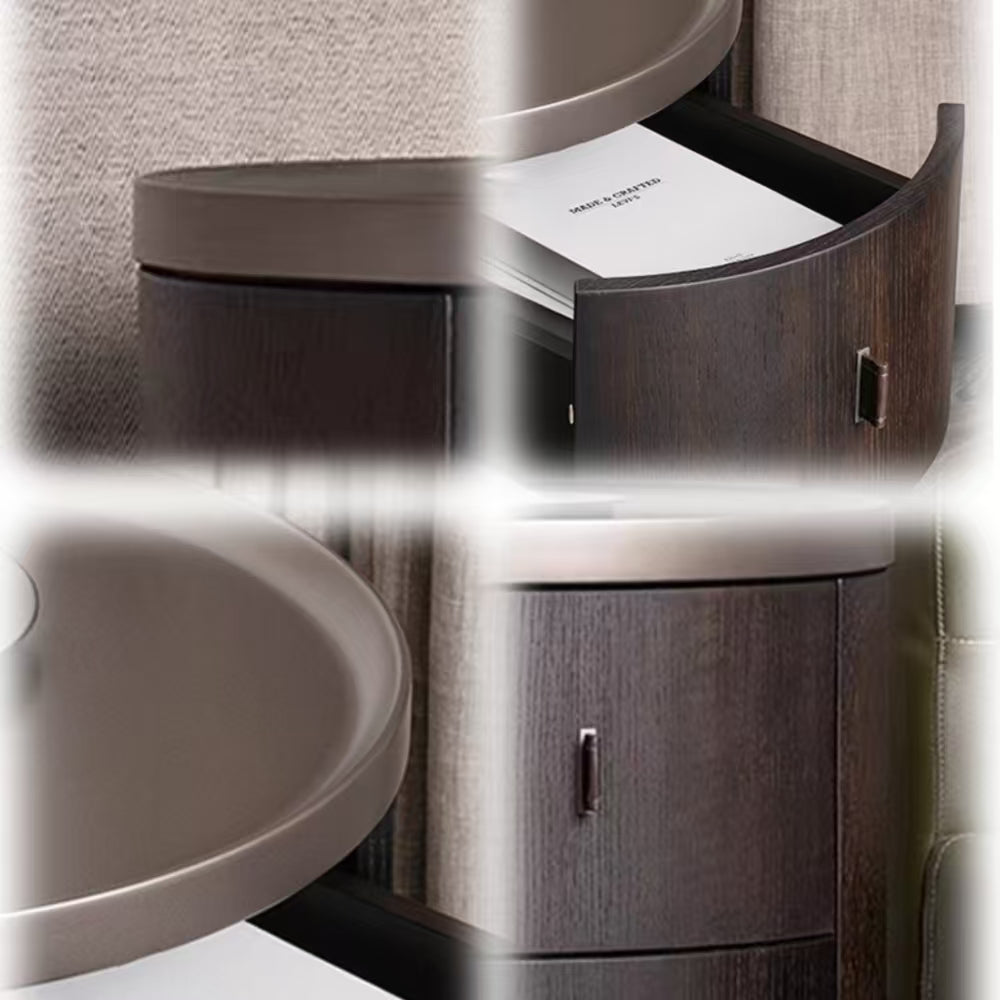 LIVARA NT1047 MDF Veneer Wood Drawer Soft-Close Rail Bedside Table