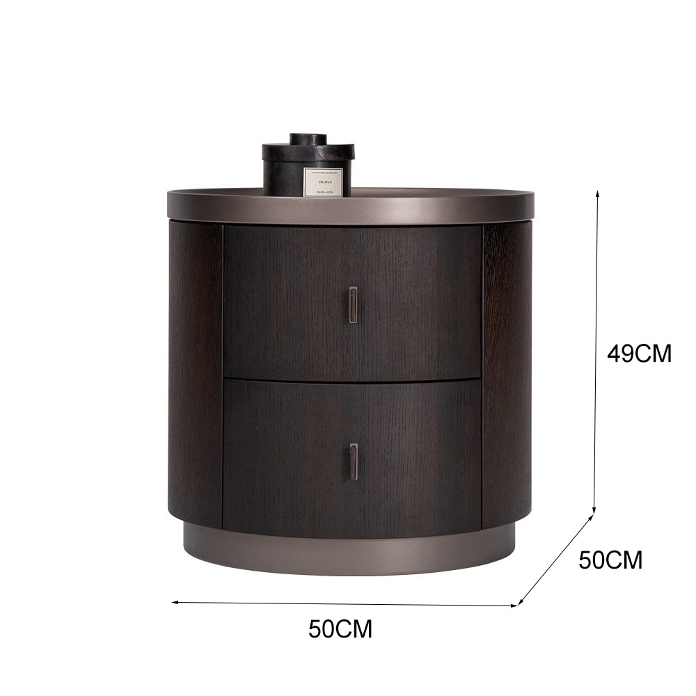 LIVARA NT1047 MDF Veneer Wood Drawer Soft-Close Rail Bedside Table