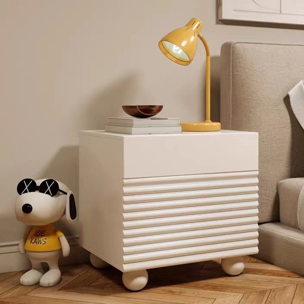 LIVARA NT1048 Cream-Style MDF Painted Solid Wood Drawer Bedside Table