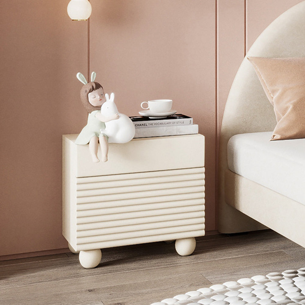 LIVARA NT1048 Cream-Style MDF Painted Solid Wood Drawer Bedside Table