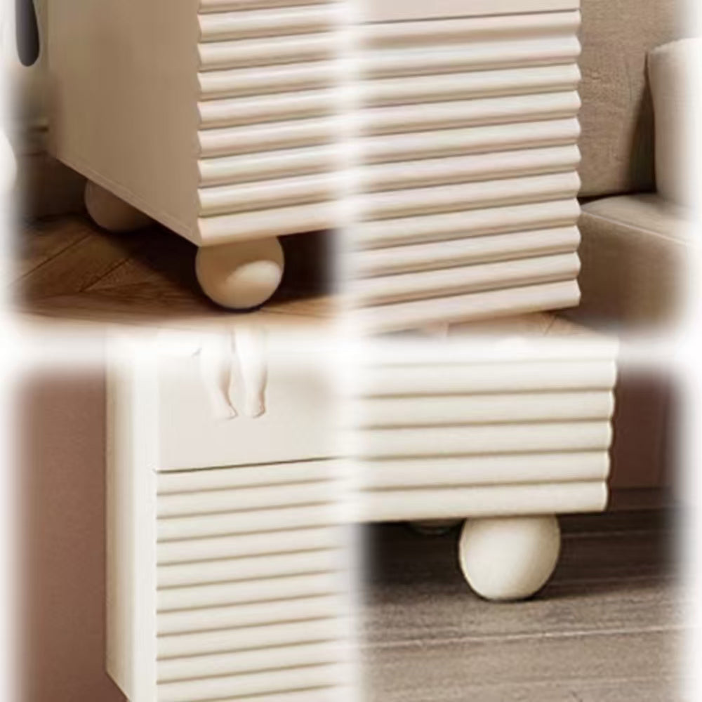 LIVARA NT1048 Cream-Style MDF Painted Solid Wood Drawer Bedside Table