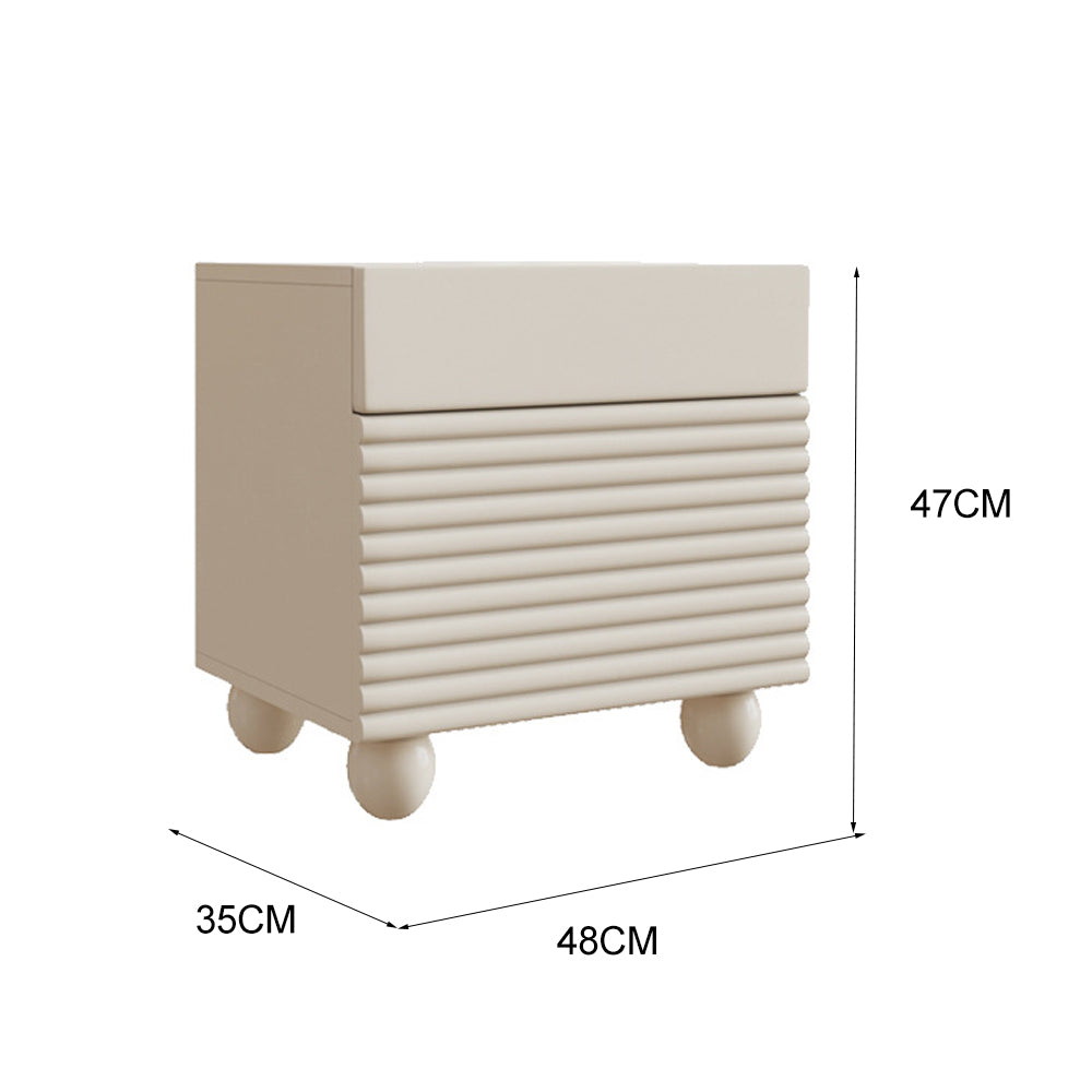 LIVARA NT1048 Cream-Style MDF Painted Solid Wood Drawer Bedside Table