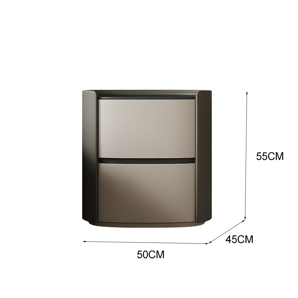 LIVARA NT1053 Full Plywood Saddle Leather Solid Wood Drawer Bedside Table