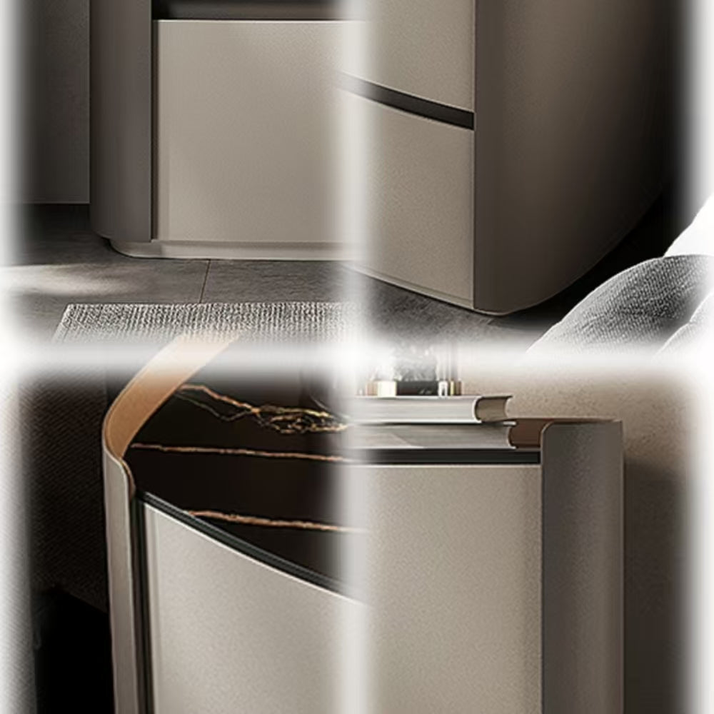 LIVARA NT1053 Full Plywood Saddle Leather Solid Wood Drawer Bedside Table