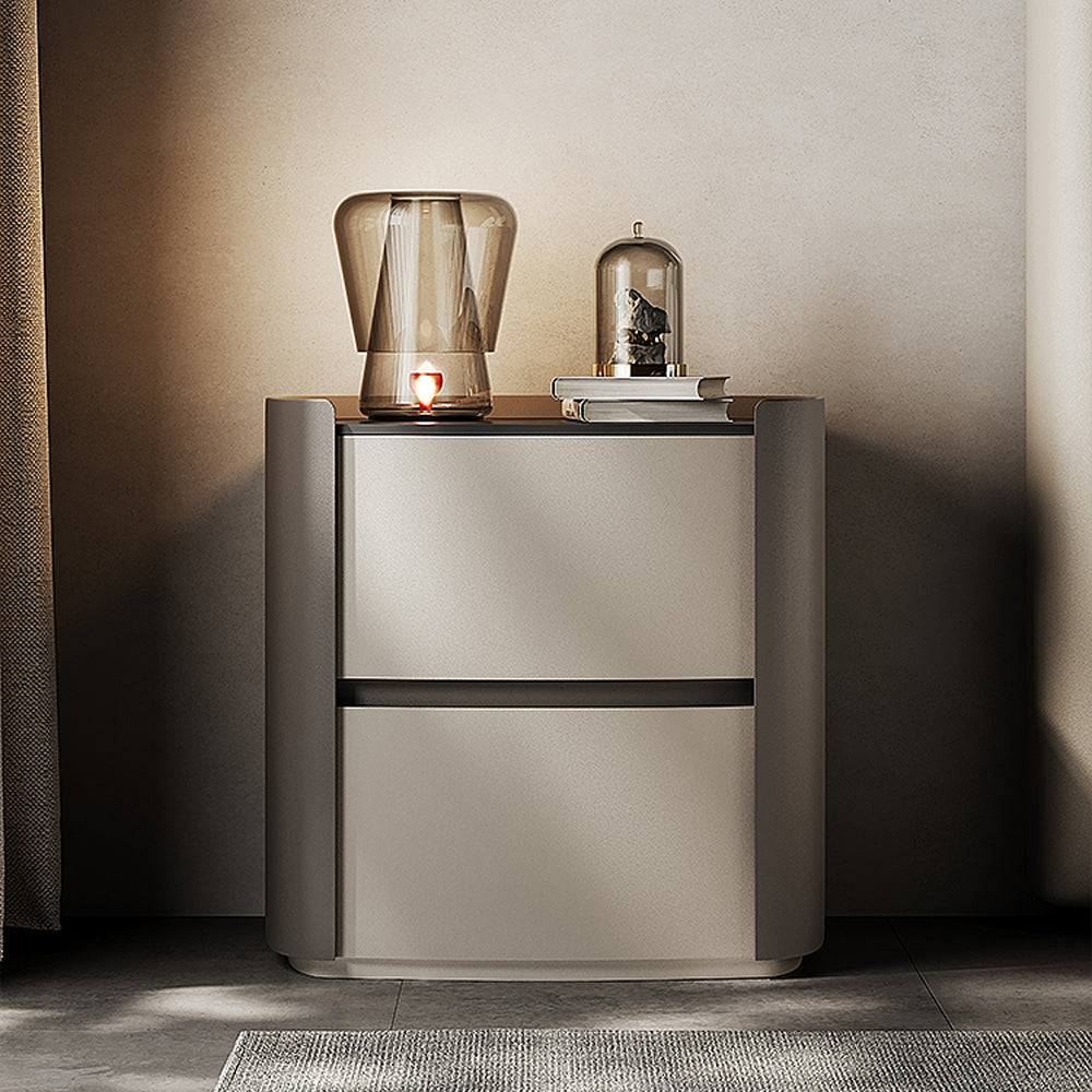 LIVARA NT1053 Full Plywood Saddle Leather Solid Wood Drawer Bedside Table