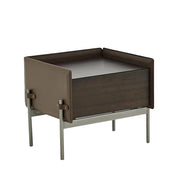 LIVARA NT1054 Multi-layer Plywood Saddle Leather Solid Wood Drawer Soft-Close Rails Bedside Table
