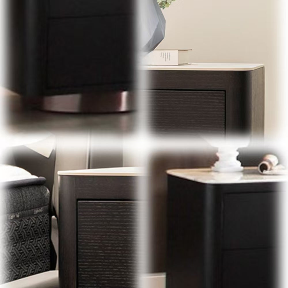 LIVARA NT1056 Smoked Wood Veneer Solid Wood Drawer Bedside Table