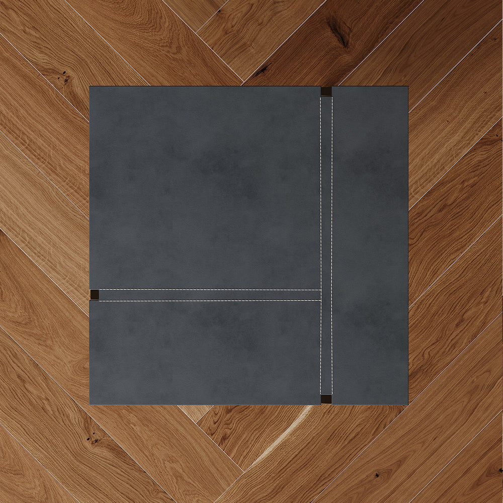 LIVARA NT1059 Faux Leather Finish Tempered Glass Solid Wood Drawers - Plywood Bedside Table