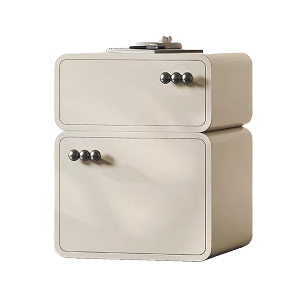 LIVARA NT1062 Solid Wood Drawers Soft-Closing Slides Bedside Table-Milky White