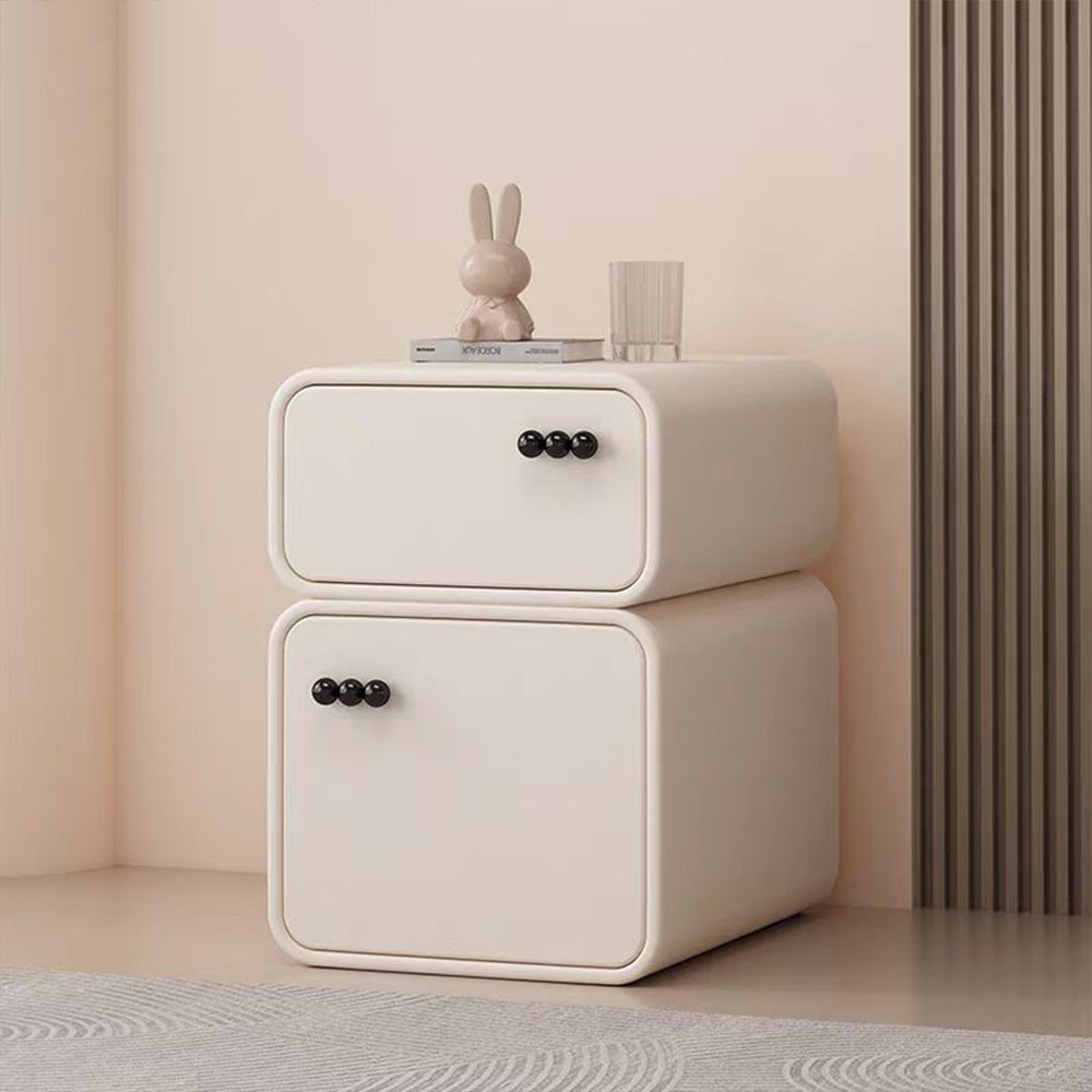 LIVARA NT1062 Solid Wood Drawers Soft-Closing Slides Bedside Table-Milky White