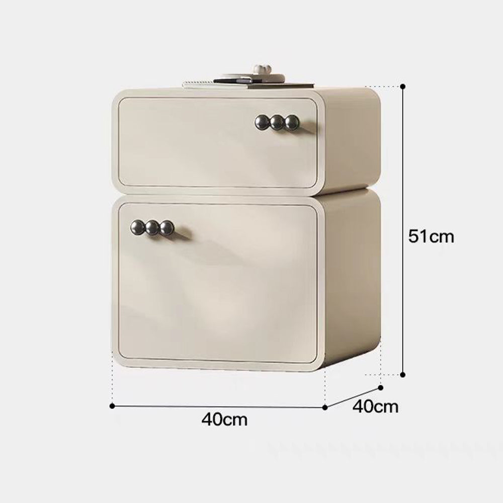 LIVARA NT1062 Solid Wood Drawers Soft-Closing Slides Bedside Table-Milky White