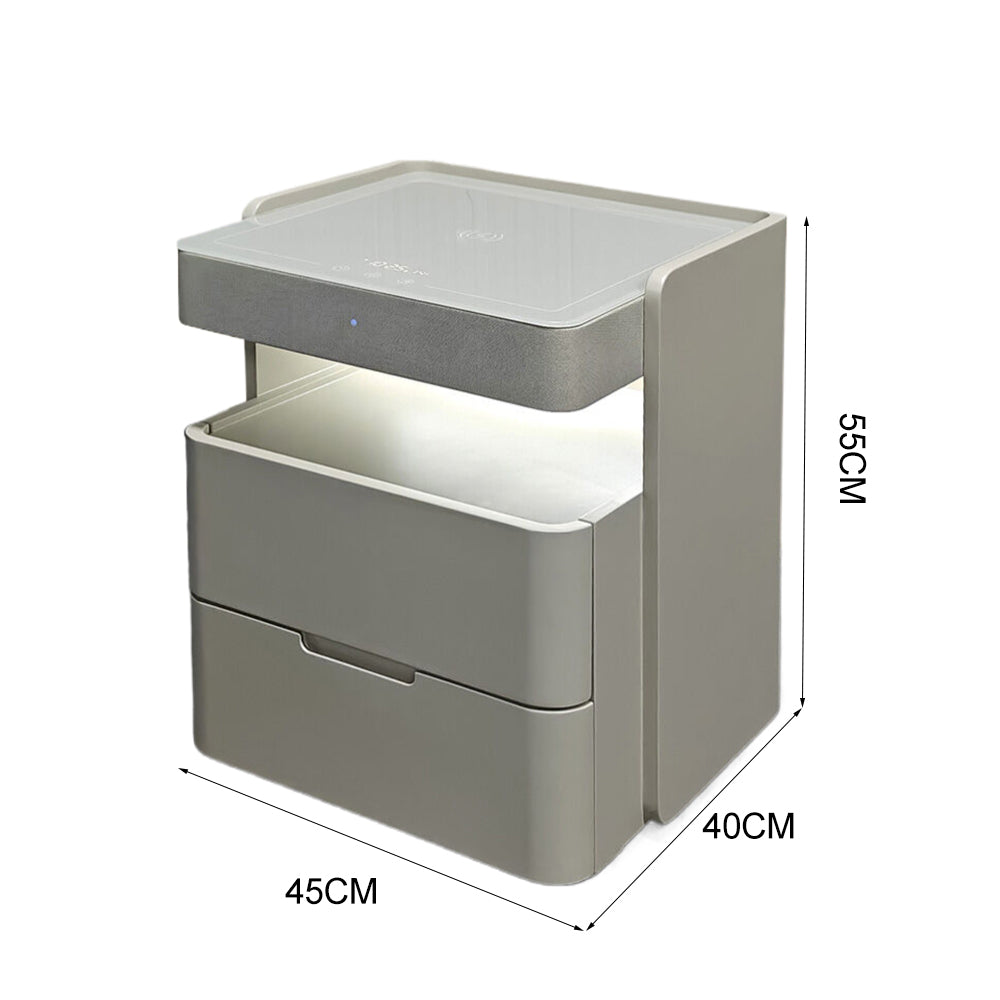 LIVARA NT1063 Built-In Speaker Wireless Charging Integrated Lighting Bedside Table-Light Gray