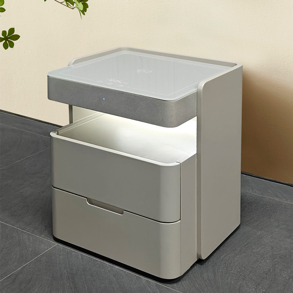 LIVARA NT1063 Built-In Speaker Wireless Charging Integrated Lighting Bedside Table-Light Gray