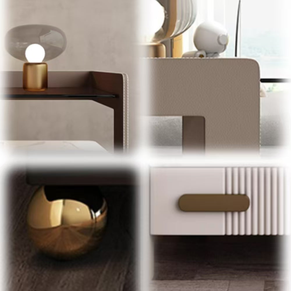 LIVARA NT1067 Plywood Sintered Stone Top Solid Wood Drawers High-Leg Design - Bedside Table