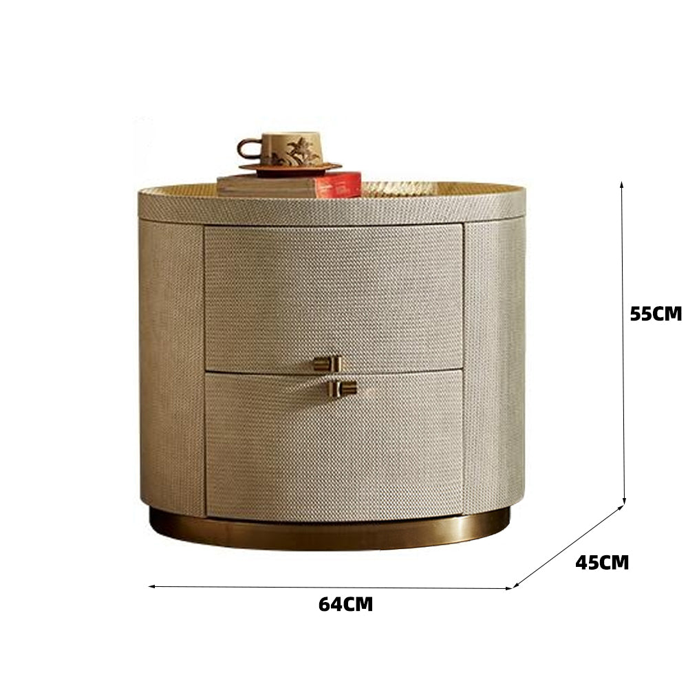 LIVARA-NT1069 Sintered Stone Solid Wood Drawers Curved Design - Bedside Table