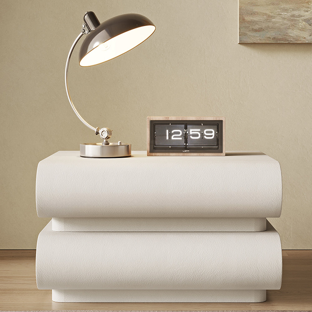 LIVARA-NT1070 Solid Wood Leather Upholstered Curved Design - Bedside Table