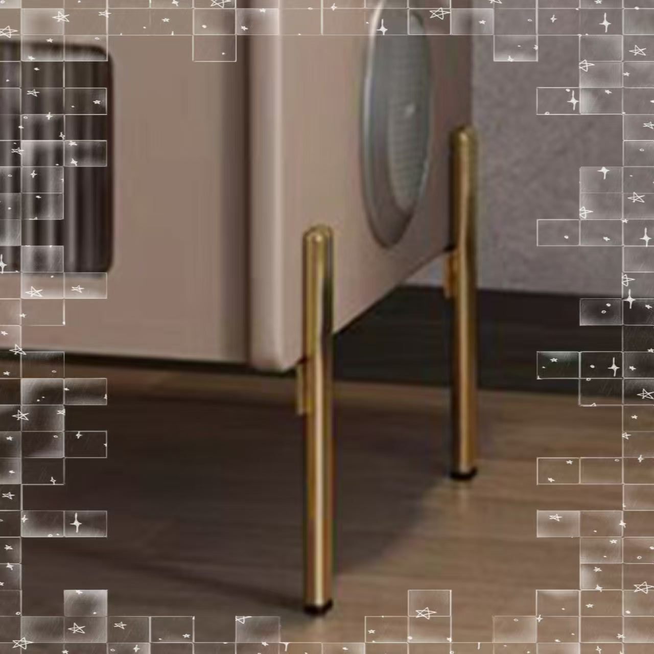 LIVARA NT1071 Solid Wood Sintered Stone Top Bluetooth Speaker Stainless Steel Hardware - Bedside Table