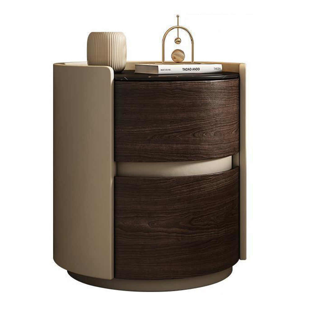 LIVARA NT1076 All-Plywood Sintered Stone Top Solid Wood Drawers - Bedside Table