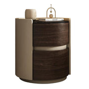 LIVARA NT1076 All-Plywood Sintered Stone Top Solid Wood Drawers - Bedside Table