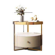 LIVARA NT1079 All-Plywood Tempered Glass Sintered Stone Top - Bedside Table - Beige