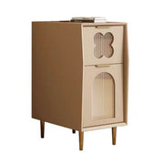 LIVARA NT1080 Faux Leather Upholstery and Metal Legs - Solid Wood Bedside Table