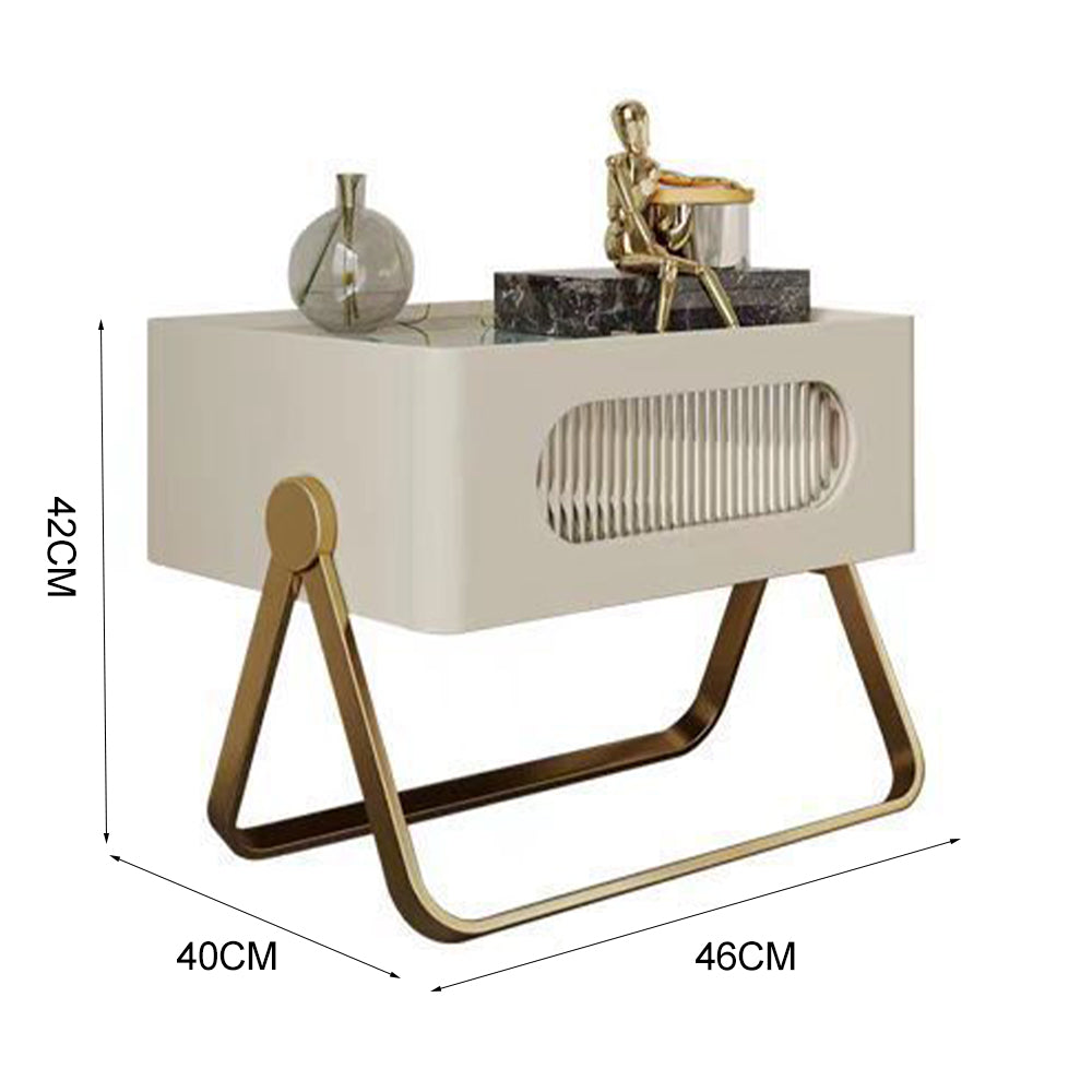 LIVARA NT1389 Solid Wood Drawers Stainless Steel Accents - Bedside Table