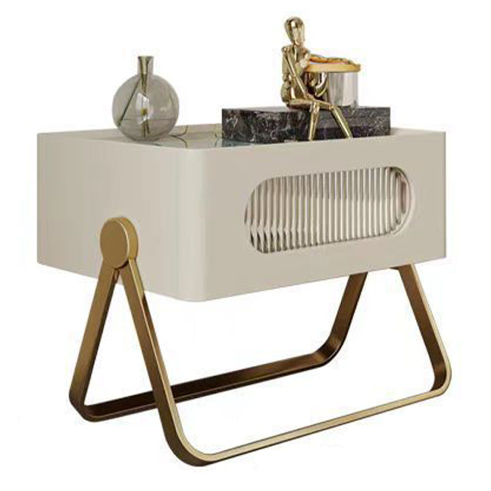 LIVARA NT1389 Solid Wood Drawers Stainless Steel Accents - Bedside Table