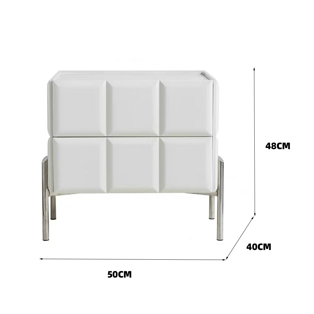 LIVARA NT1396 Sintered Stone Top Faux Leather Upholstery - Solid Wood Bedside Table