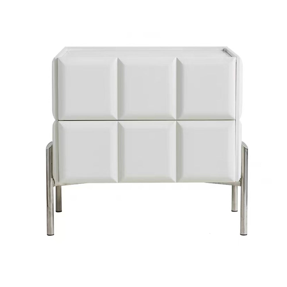 LIVARA NT1396 Sintered Stone Top Faux Leather Upholstery - Solid Wood Bedside Table