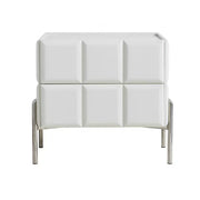 LIVARA NT1396 Sintered Stone Top Faux Leather Upholstery - Solid Wood Bedside Table