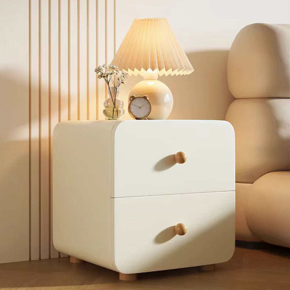 LIVARA NT1397 Sintered Stone Top Faux Leather Upholstery - Solid Wood Bedside Table