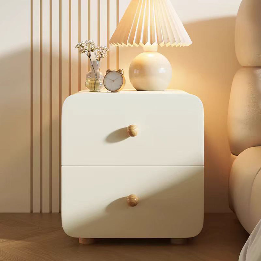 LIVARA NT1397 Sintered Stone Top Faux Leather Upholstery - Solid Wood Bedside Table